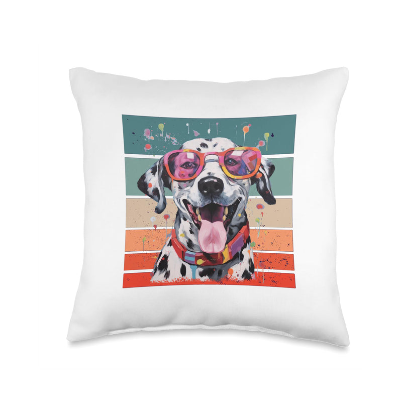 Cool Dalmatian playful dog sunglasses Happy pet animals Throw Pillow 16x16 - PawsPlanet Australia