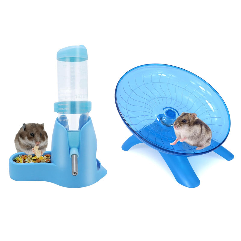 Wontee Hamster Water Bottle Water Dispenser Hamster Silent Exercise Running Wheel for Dwarf Hamsters Gerbil Mice (Blue, 125ML) Blue - PawsPlanet Australia