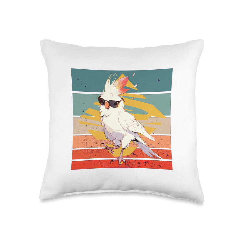 Cool Cockatiel bird sunglasses energetic crest pet birds Throw Pillow 16x16 - PawsPlanet Australia