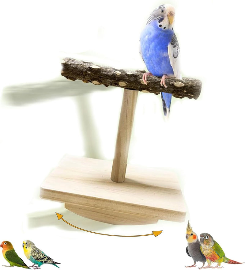 Natural Wood Bird Perch Stand Training, Intelligence Puzzle Enrichment Toys for Parakeets, Wooden Parrot Perch Platform, Bird Playground Play Stands for Conure Cockatiel (Wood, Small) - PawsPlanet Australia