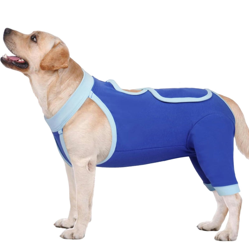 IDOMIK Dog Recovery Sleeve for Hind Legs,Dog Recovery Suit for Female Spay Male Neuter,Dog Leg Sleeve to Stop Licking Rear Legs,Long Sleeve Wound Cover Onesie Shirt for Dogs,Cone Collar Alternative L(Chest Girth:24.41"/62CM) Blue - PawsPlanet Australia