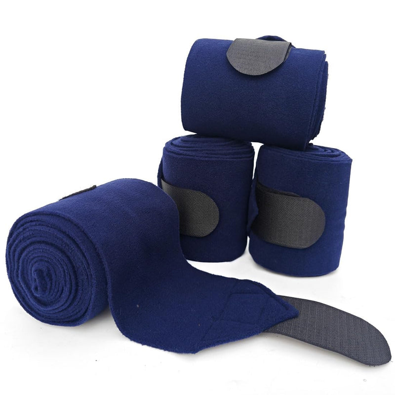 Horse Polo Leg Wraps Soft Fleece Wraps Equestrian Leg Bandage 4-Pack (Full(10ft), Navy) Full(10ft) - PawsPlanet Australia
