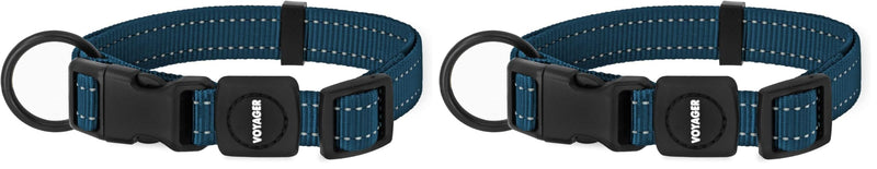 Best Pet Supplies Reflective Dog Collar with Adjustable Length, Heavy-Duty Buckle, and Strong Leash D-Ring, Training, Walking, Jogging Accessory for Small, Medium, and Large Breeds - Blue, M - PawsPlanet Australia