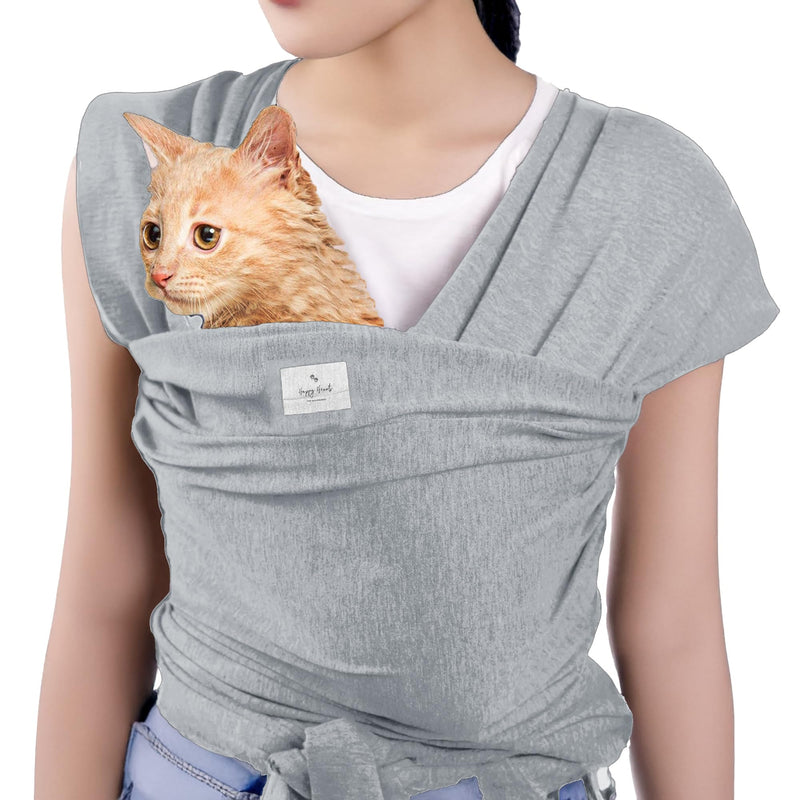 Sling Carrier for Small Dogs and Cats, Cat Carrier Pouch, Puppy Sling, Dog Chest Wrap, Cat Wraps, Comfortable, Weight-Distributing Pet Sling, Dog Carrier, ravel and Daily Use (Grey) Grey - PawsPlanet Australia