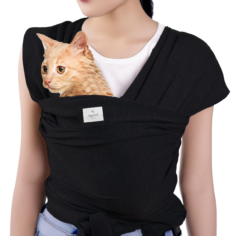 Sling Carrier for Small Dogs and Cats, Cat Carrier Pouch, Puppy Sling, Dog Chest Wrap, Cat Wraps, Comfortable, Weight-Distributing Pet Sling, Dog Carrier, ravel and Daily Use (Black) Black - PawsPlanet Australia