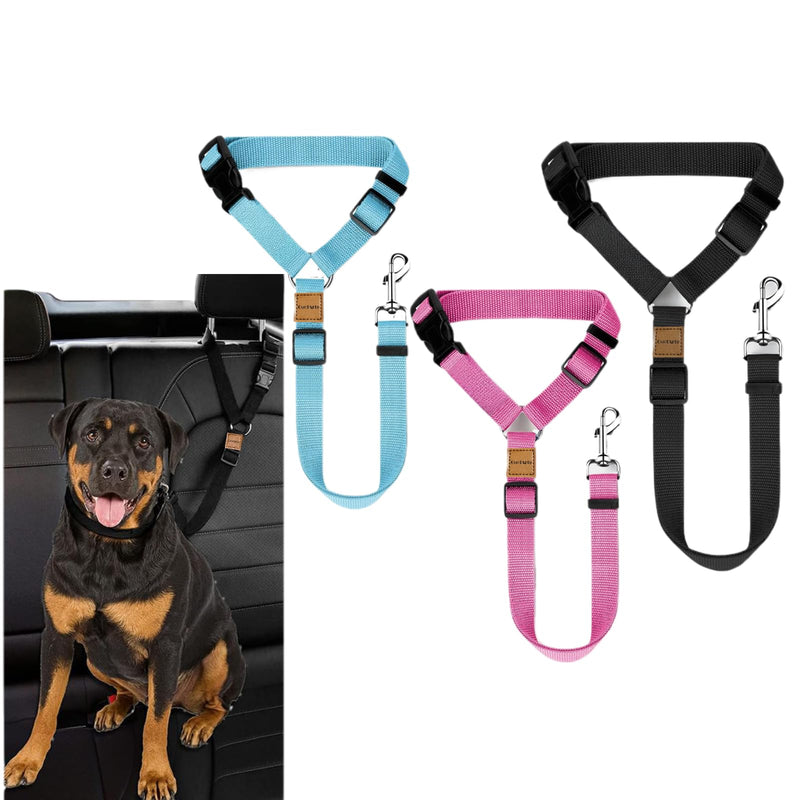 3 Pack Dog Seat Belt for Car, Car Headrest Restraint Adjustable Nylon Fabric, Dog Restraints Vehicle Seatbelts Harness - PawsPlanet Australia