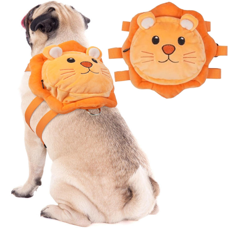 ROZKITCH Dog Backpack Harness, Soft and Adjustable Pet Saddle No Pull Bag with D-Ring for Small Medium Dogs, Cute Lion Design for Outdoor Travel, Walking, and Hiking Animal Self Carrier Bag S S(Chest: 13.7-17.3"; Neck:10.2-12.6") - PawsPlanet Australia