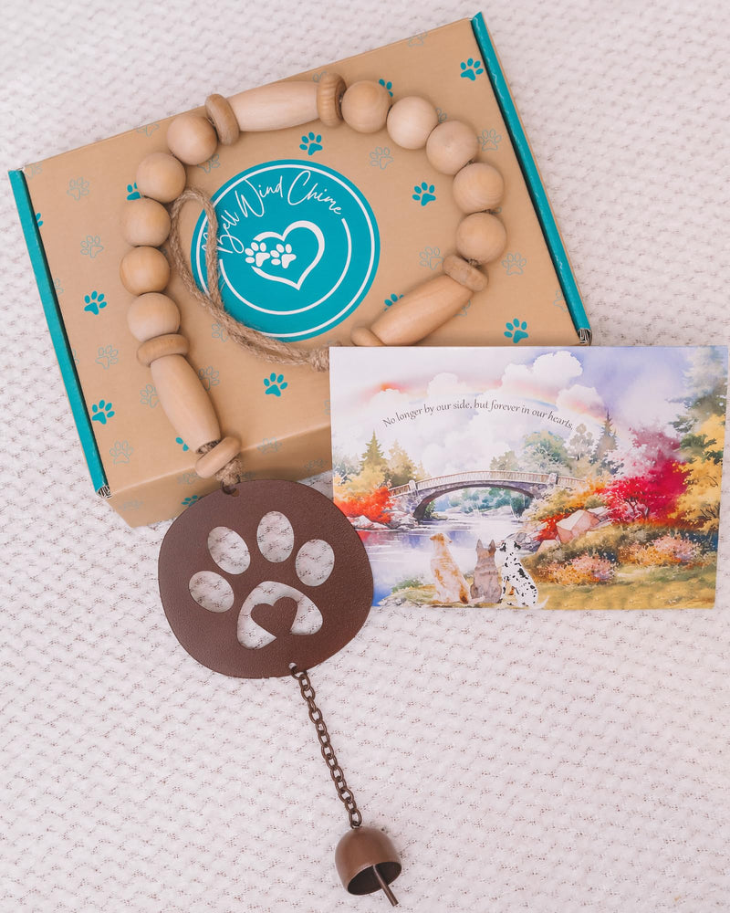 Pet Memorial Wind Chime - Dog Memorial Gifts for Loss of Dog - Dog Bereavement Gifts – Pet Remembrance Gift in Memory of Dog or Cat - Paw Print Windchime with Rainbow Bridge Card - PawsPlanet Australia