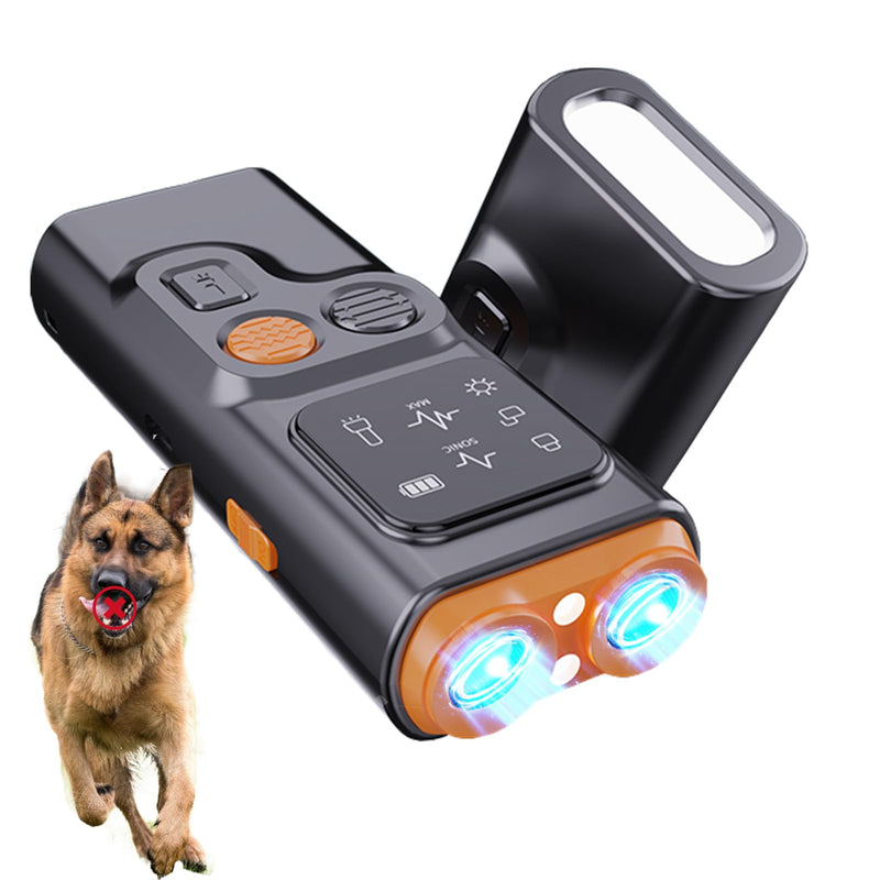 Dog Bark Deterrent Devices, Anti Barking Device for Dogs Barking Silencer Dog Whistle Up to 50ft Stops Bad Behavior Dog Training Tool, 3 Modes & LED Light Ultrasonic Dog Trainer Dog Shock Bark Collar black-orange - PawsPlanet Australia