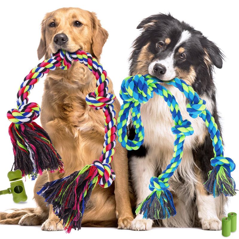 Heavy Duty Dog Rope Toys for Aggressive Chewers, Tough Tug of War Dog Toys for Large, Medium & Small Dogs – 5 Pack Including 2 Ropes & 3 Supplies - PawsPlanet Australia