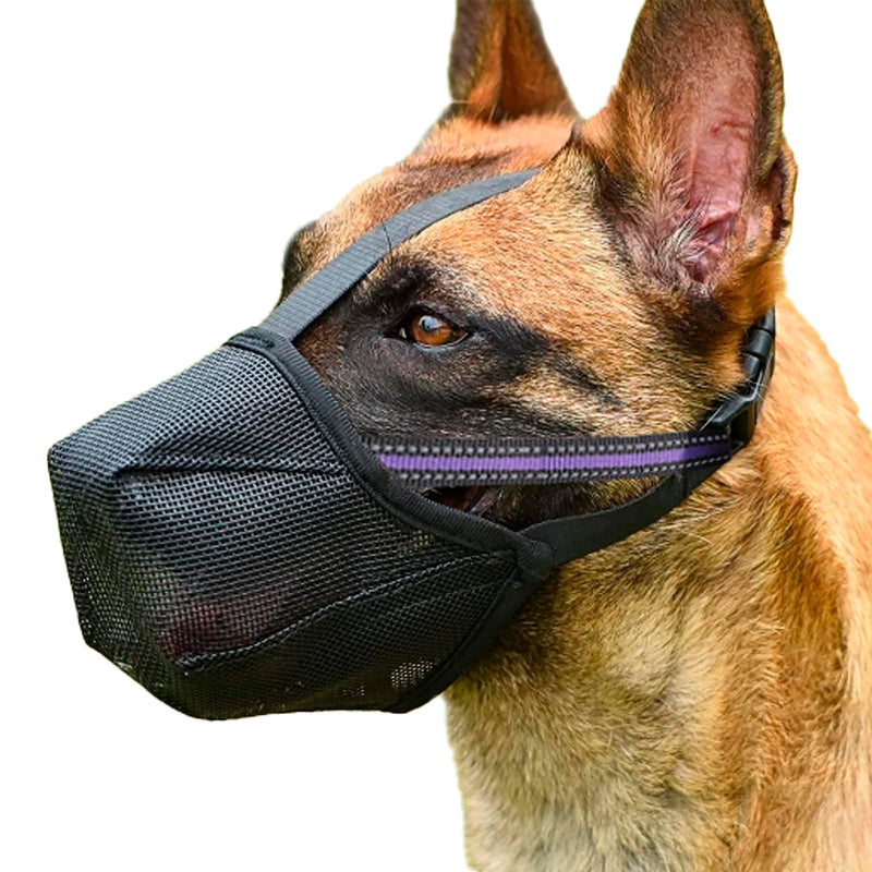 Dog Muzzle - Soft Mesh Muzzle for Small Medium Large Dogs Labrador German Shepherd - Adjustable Puppy Muzzles for Scavenging Biting Licking and Chewing - Allows Panting and Drinking (M) Black - PawsPlanet Australia