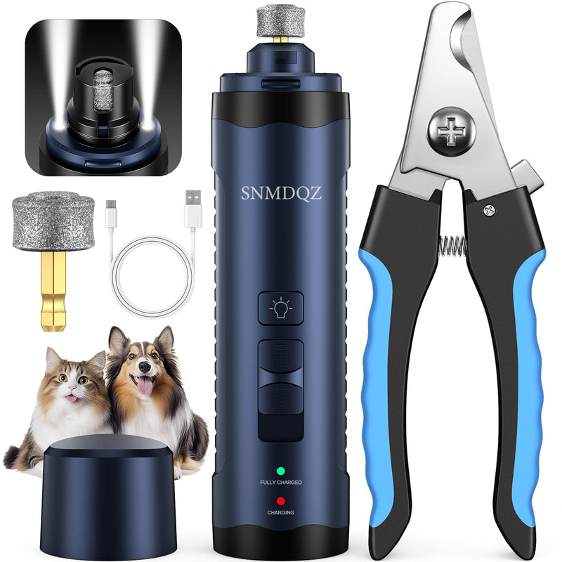 Dog Nail Grinder, Dog Nail Trimmers, and Clippers Kit with 2 LED Lights. Super Quiet Electric Pet Nail Grinder, Rechargeable, for Small, Medium, and Large Dogs & Cats, 2 Diamond Grinding Wheels. - PawsPlanet Australia
