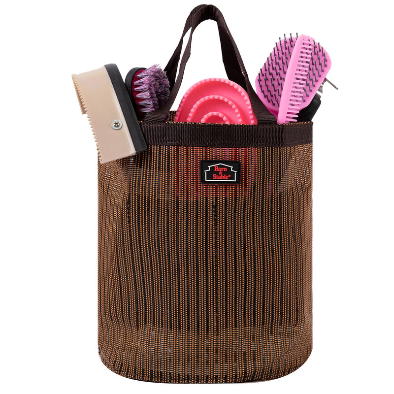BARN & STABLE Breathable & Waterproof Mesh Horse Grooming Bag with 8 Pockets Tear-resistant Grooming Tote for Horse Grooming Caddy Bag Organizer to Secure Items (Brown) Brown - PawsPlanet Australia