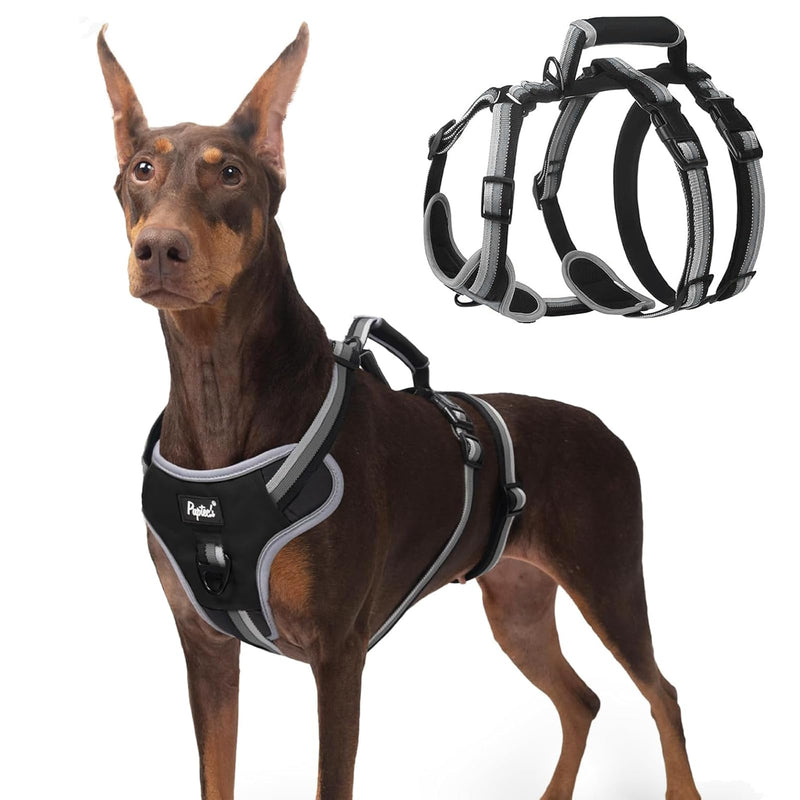 PUPTECK Escape Proof Dog Harness with Padded Handle, No Pull Pet Vest Harness Durable Reflective for Medium Large Dogs Walking Training and Running, Black, XL X-Large - PawsPlanet Australia