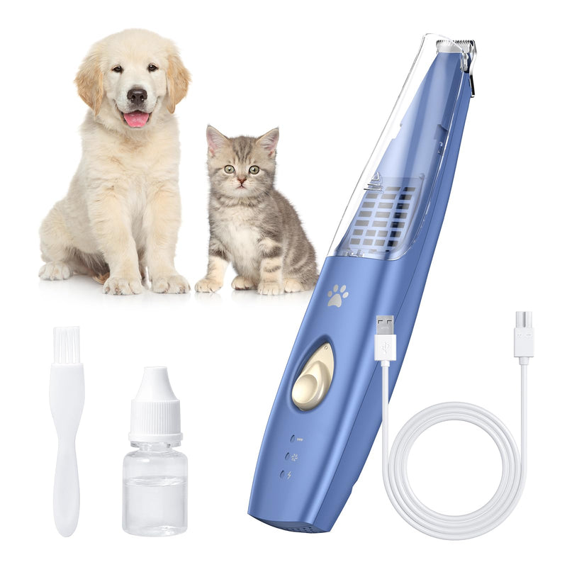 Upgraded Paw Hair Trimmer for Dogs, Rechargeable Dog Paw Trimmer, Snipping and Sucking, Cordless Electric Grooming Clippers, Two Modes, Small Pet Shave Trimmer for Cats Paws Face - PawsPlanet Australia
