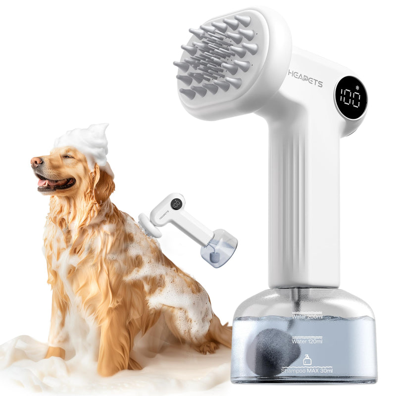 Electric Dog Shampoo Dispenser with Shampoo Brush, Shampoo Foamer for Dogs Bathing, Massaging and Grooming, Two Foaming Modes, Rechargeable Dog Foam Sprayer for Short and Long Haired Pet - PawsPlanet Australia