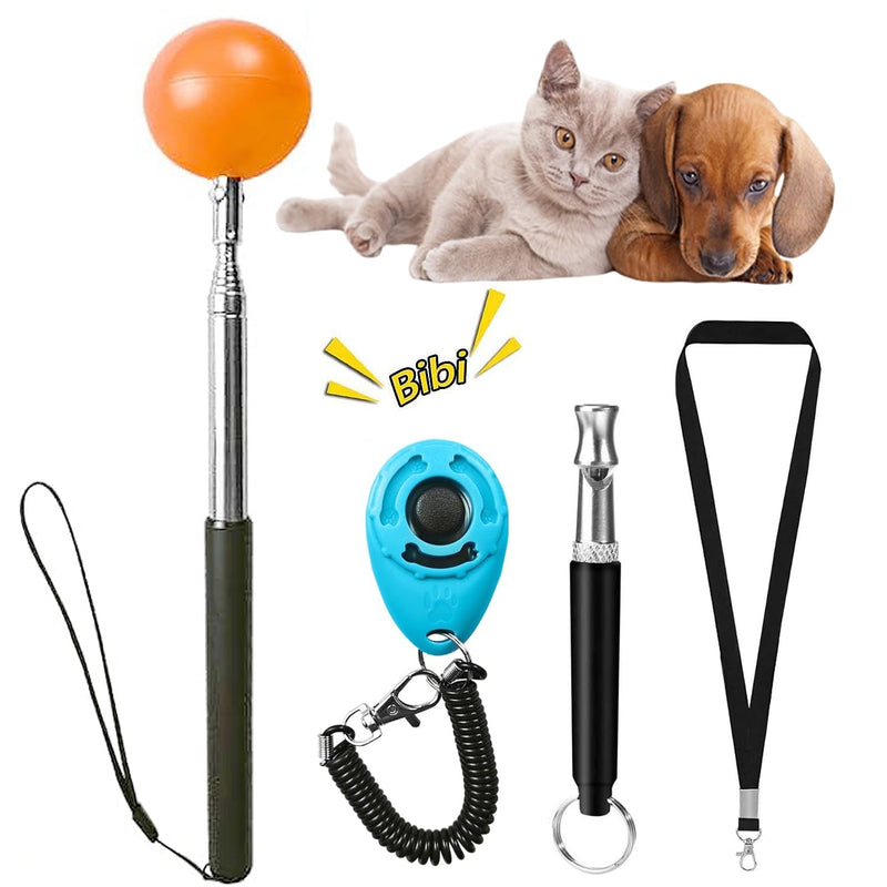 Training Kit - 1 Target Stick, 1 Training Clicker, 1 Whistle - Dog Training Equipment Tools, Cat Toilet Trainer Kit, Agility Training Lure Course For Dogs, Kitten Puppy Behavior Aids Trick (A Type) B Type - PawsPlanet Australia