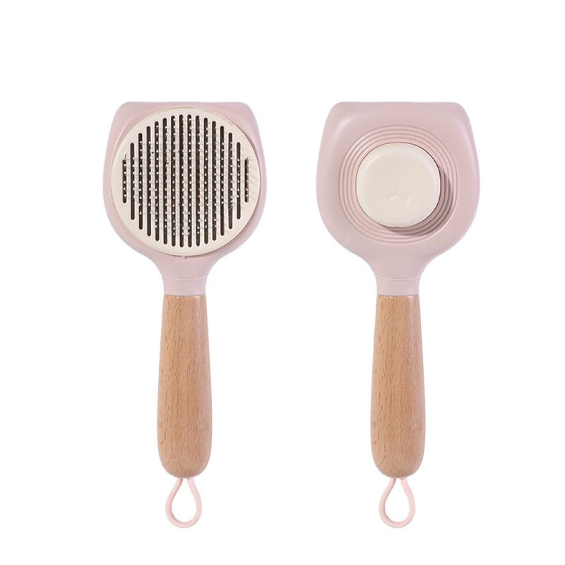 Cat Brush Dog Brush with Release Button for Shedding(khaki gray color) - PawsPlanet Australia