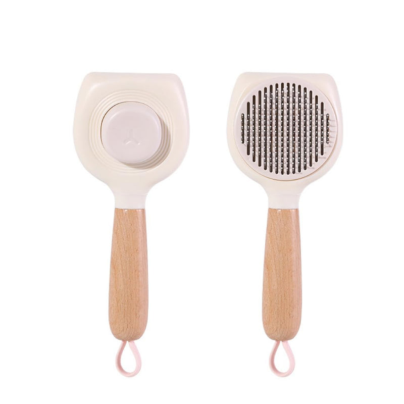 Cat Brush Dog Brush with Release Button for Shedding (Off white color) - PawsPlanet Australia