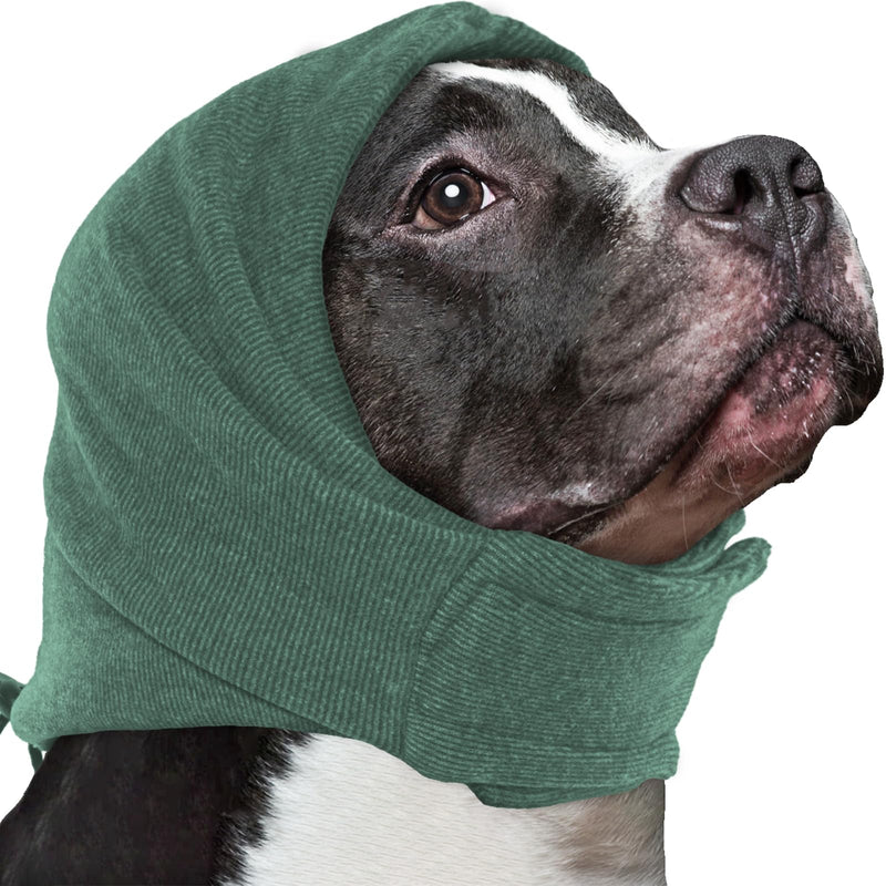 Nanaki Soft Dog Calming Hoodie Anxiety Relief Dog Ear Muffs Noise Protection Dog Ear Wrap Hematoma Fireworks Dog Ear Cover for Bath Blow Drying Dog Head Cover Noise Cancelling Sleep Help Headband S(Head Girth:10.6"-15.7") Green - PawsPlanet Australia