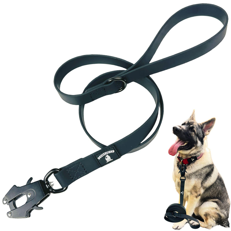 Heavy Duty Waterproof Dog Leash - Large Scissor Frog Quick Release Clasp, PVC Rubber Coated Nylon Training Lead for Large and X-Large Dogs, Odor Free, Durable, Easy to Clean, Nonslip Grip, Secure Hold 3FTSM BLACK PVC - PawsPlanet Australia