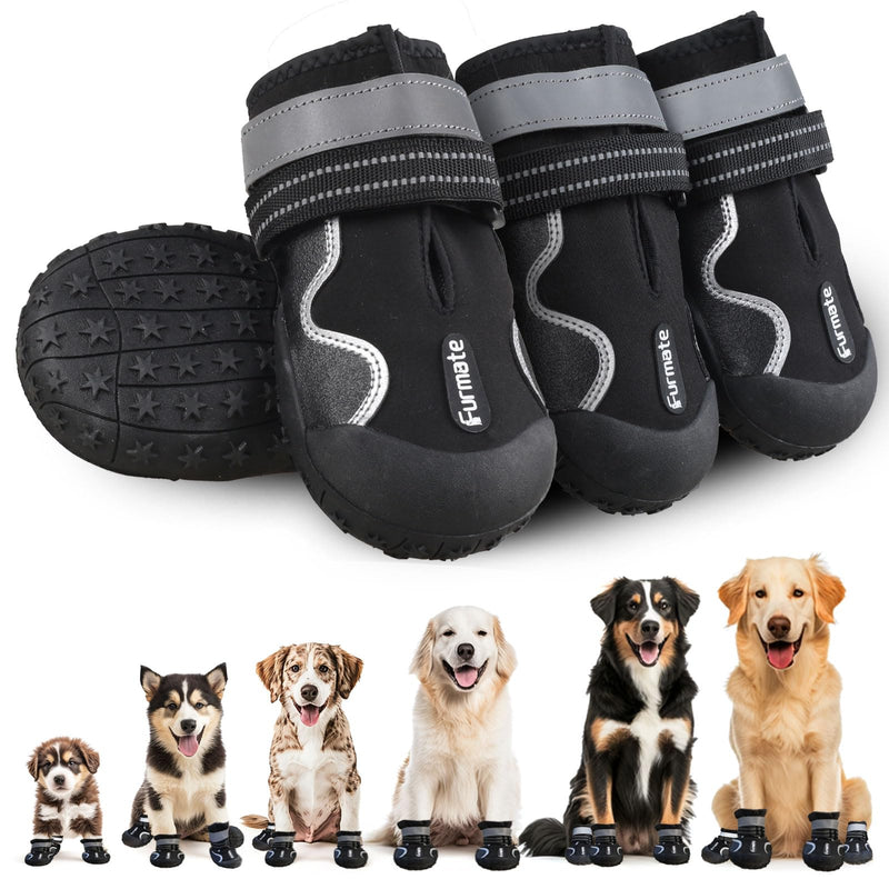 Dog Shoes for Large Small Medium Dogs,Dog Booties for Indoor Hardfloors Anti-Slip,Reflective Strip Waterproof Dog Boots & Paw Protectors for Outdoor Walking Hot Pavement,Winter Snow (Black-4) Black #4: 2.2"x2.6"(W*L) for 31-40lbs - PawsPlanet Australia
