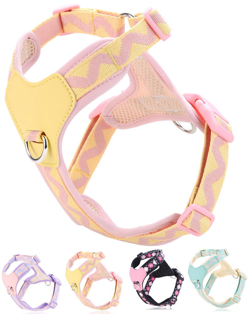 Petank Pink Small Dog Harness for Small Dogs, No Pull Dog Harness with 2 Leash Clips, Puppy Harness for Small Dogs, Adjustable Dog Vest Harness (Pink, S) - PawsPlanet Australia