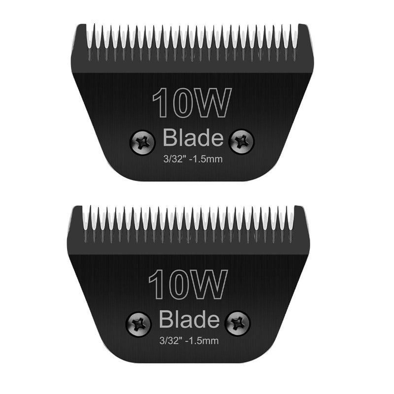 2PCS 10W Wide Blades for Dog Grooming Blades Compatible with Andis Dog Clippers,Stainless Steel Dog Clipper Blades Compatible with Oster A5,Wahl km10 for Animal Dog,Cat,Horse,Black Black/10W - PawsPlanet Australia