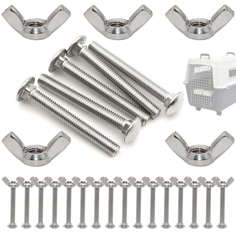 20 Sets Pet Carrier Replacement Fasteners Set - Heavy Duty Stainless Steel Bolts and Nuts for Kennel and Carrier - Dog and Cat Carrier Replacement Parts, M5×40-W - PawsPlanet Australia