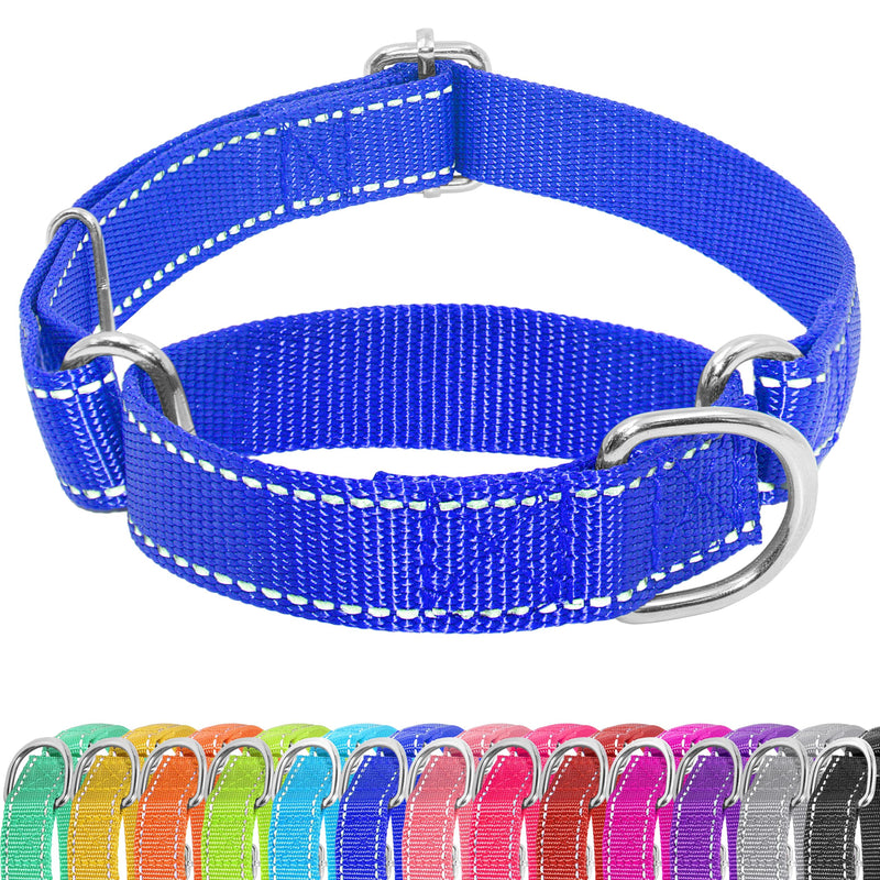 Martingale Dog Collar, Slip Martingale Collar with No Buckle, Adjustable Pet Trainning Collar for Small Medium Large Dogs, Reflective Heavy Duty Nylon No Pull Martingale Collar, M, Navy Blue Medium(Length:15-21'', Width:1'') - PawsPlanet Australia