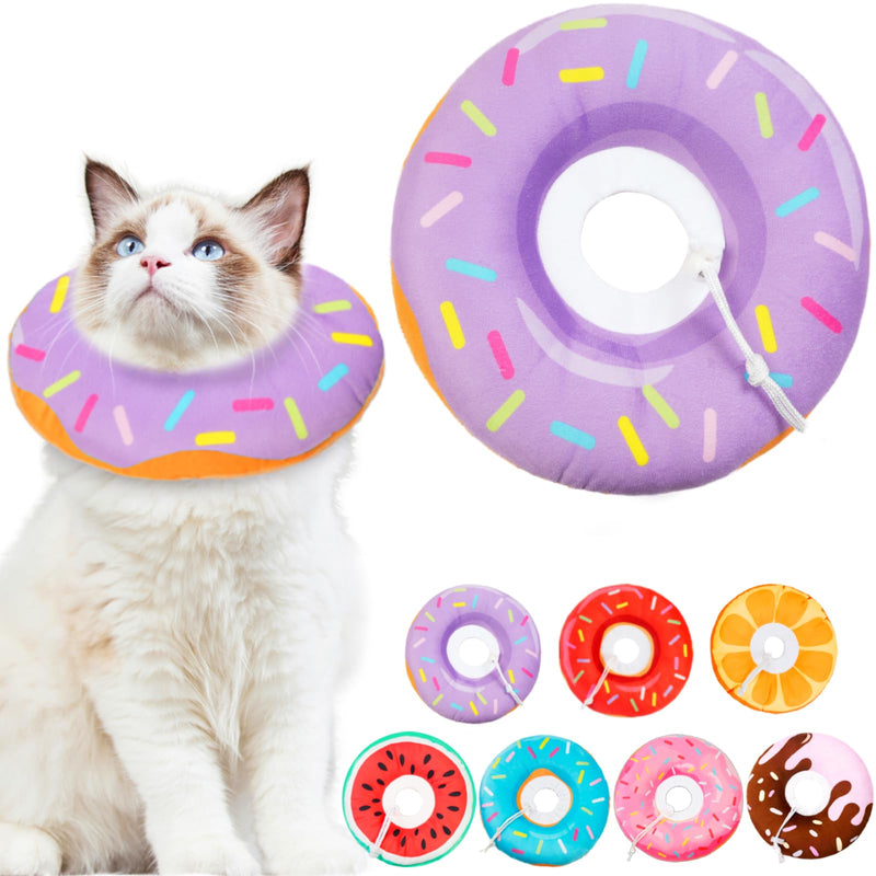 Cat Cone Collar Soft, Cat Recovery Collar for Wound Healing Cute Cat Donut Adjustable Cat Cones to Stop Licking Comfortable Lightweight Neck Elizabethan Collars for Cats Kittens After Surgery Medium Donut Purple - PawsPlanet Australia