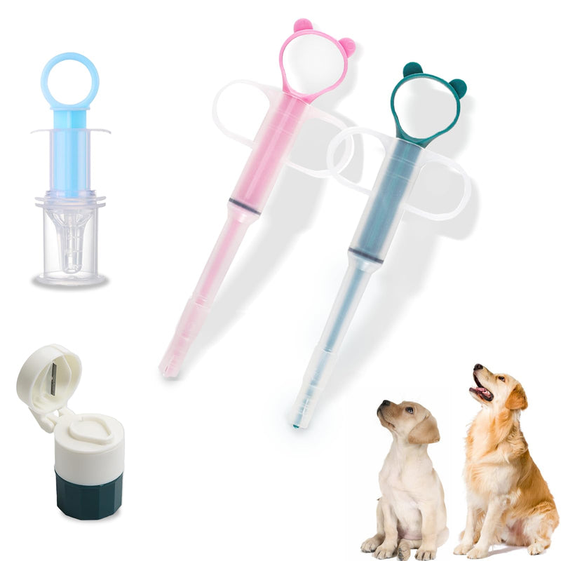 4-in-1 Set Cat Pill Shooter Dog Pill Shooter, Liquid Medicine Dispenser and Pet Pill Crusher and Cutter, Feed Pills, Water and Milk, Reusable for Puppies and Kittens(Piller+ Cutter+ Grinder) - PawsPlanet Australia