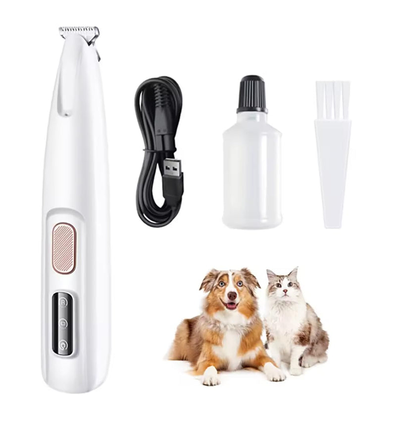 Dog Paw Trimmer, 35 dB Low Noise, 18 mm Widen Blade, LED Display, Rechargeable, Waterproof, Clipper for Dogs and Cats White - PawsPlanet Australia