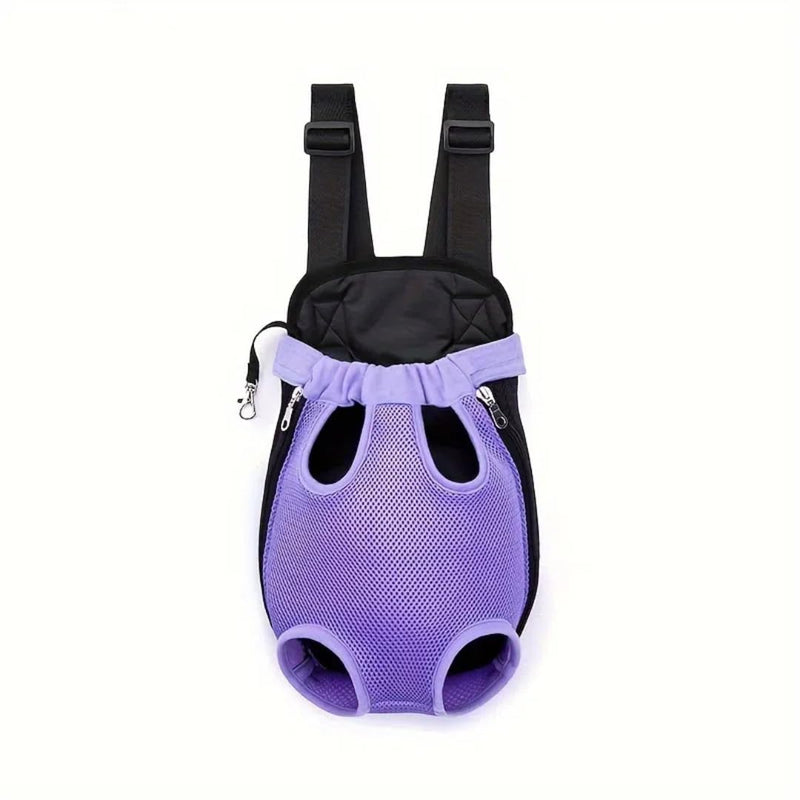 Pet Dog Carrier Backpack, Portable Breathable Mesh Chest Carrier, Polyester Woven Double Shoulder Pet Bag for Outdoor Adventures (Purple, Small) purple - PawsPlanet Australia
