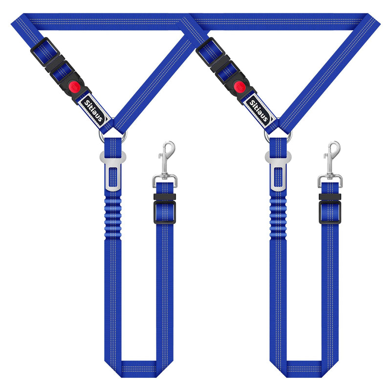 Dog Seat Belt for Car - 3 in 1 Adjustable Dog Car Leash & Harness for Small, Medium and Large Pets - Nylon, Duty Design for Safe Distraction Free Driving Blue - PawsPlanet Australia