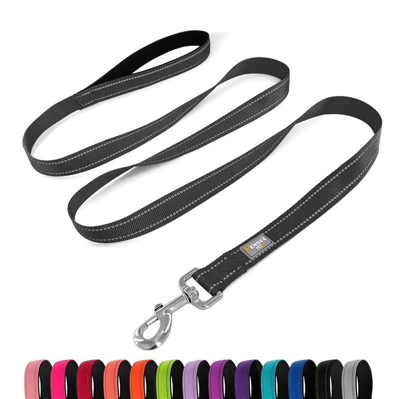 Dog Leash 6 FT Padded Handle Nylon Reflective Dogs Leashes for Medium Dogs Black Medium : 3/4" x 6 FT Reflective Black - PawsPlanet Australia