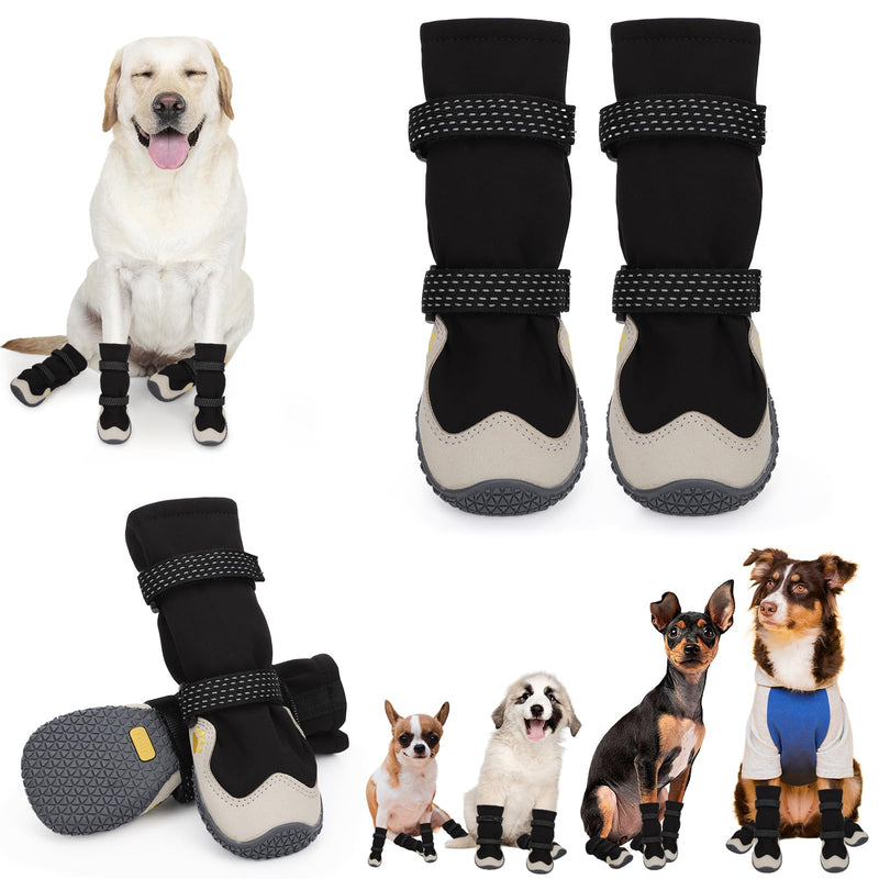 Dog Shoes for Large Small Medium Dogs, Dog Snow Boots Winter, Dog Booties and Paw Protectors to Prevent Licking, Anti-Slip Dog Shoes with Reflective for Hot Pavement,Hardwood Floors, Hiking (Size 1) Thin wool-Black Size 1 (For Width 1.4"-1.6")