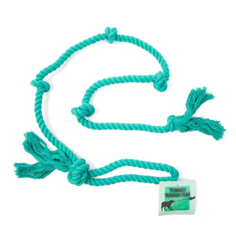 Tumbo Tough Tug Rope Dog Toy - (5 ft Long Strong and Durable Rope Pull Toy with Handle) TUG of WAR Dog Toy (Bahama Blue) Bahama Blue - PawsPlanet Australia