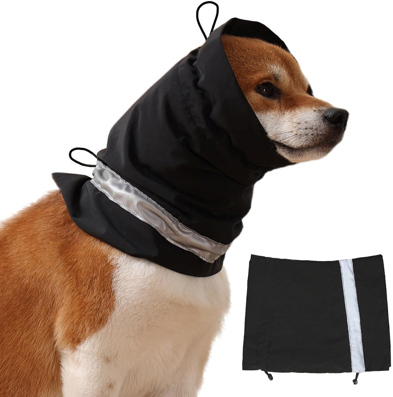 Dog Hematoma Ear Wrap, Dog Anxiety Relief Hat, Dog Windproof Waterproof Reducing Noise Hat, Warm Dog Ear Cover Winter Hat, Dog Ear Covers for Bath, Thunderstorms S-Head Circle(11.81"~17.32") Black - PawsPlanet Australia