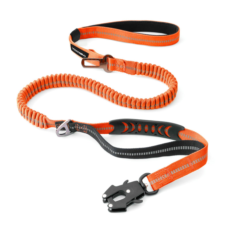 Heavy Duty Tactical Dog Leash with Quick Release Carabiner and Highly Reflective Threads,4-6FT Power Stretch Dog Leash for Medium Large Dogs Orange & Black - PawsPlanet Australia
