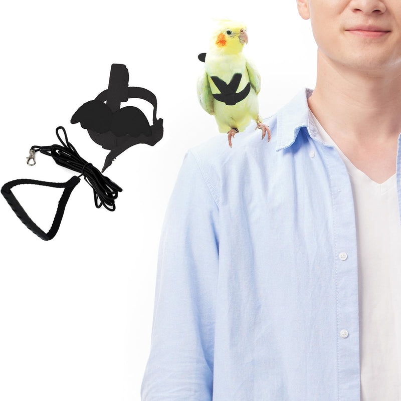 Adjustable Bird Leashes and Harnesses, Bird Nylon Harness with Cute Wing for Parrots, Pet Bird Accessories, Bird Leash for Hang Out, Suitable for Cockatiel, Quaker, Amazon Parrot and Same Size Birds Black - PawsPlanet Australia