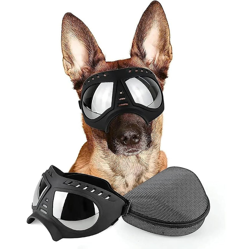 Dog Goggles, Sunglasses, UV Resistant, Waterproof, Windproof, Snow Resistant, Dog Skiing Eye Protection, pet Glasses Suitable for Medium and Large Dogs (Silvery) silvery - PawsPlanet Australia