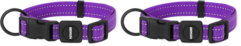 Best Pet Supplies Reflective Dog Collar with Adjustable Length, Heavy-Duty Buckle, and Strong Leash D-Ring, Training, Walking, Jogging Accessory for Small, Medium, and Large Breeds - Purple, S - PawsPlanet Australia