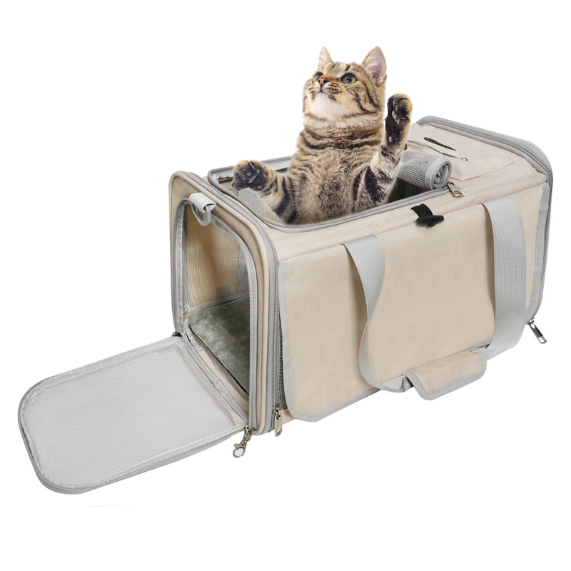 Cat Carrier American, United, Delta Airline Approved/Soft-Sided Pet Travel Bag for Medium Cat 15+ lbs Small Dog Traveling Crate Under 15 Pounds TSA Approved Carrying Cage Underseat Cabin White - PawsPlanet Australia