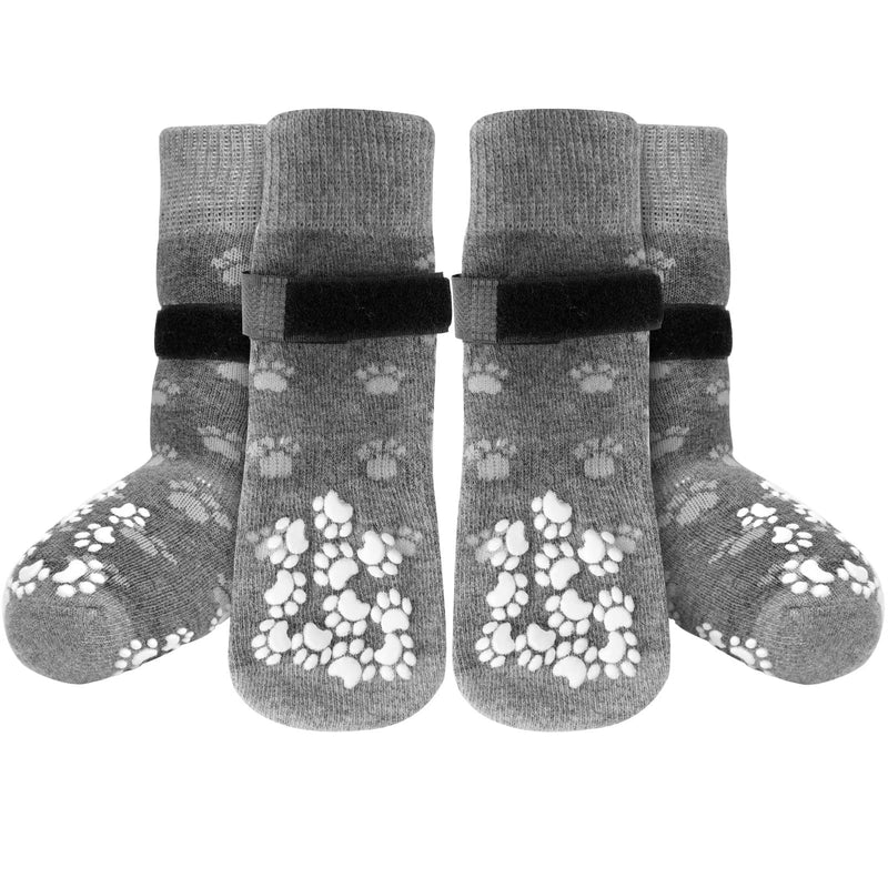 Anti-Slip Dog Socks Prevent Licking Paws,Dog Socks with Grippers for Senior Dogs Walk on Hardwood Floor,Dog Grippers with Strong Traction,Dog Essentials,Grey 2 Pairs,M M - PawsPlanet Australia