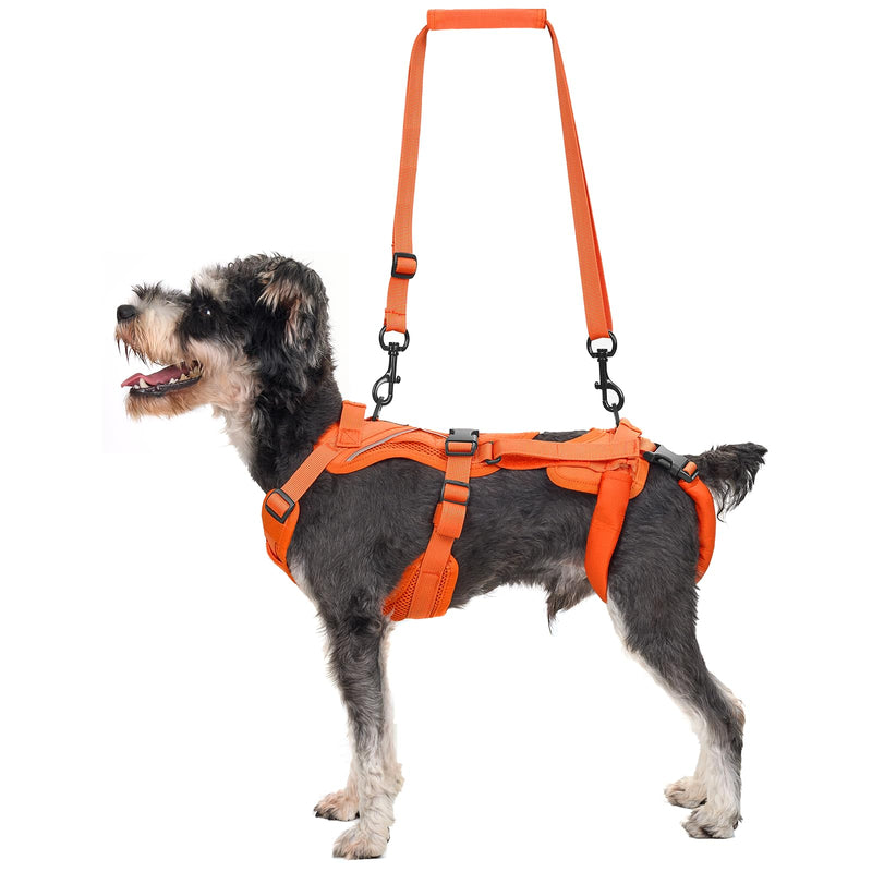 OneTigris Lift Harness for Small Dogs XS, Sling Carrier to Help Lift and Walk, Outdoor Full Body Support with Reflective Straps for Back Legs Orange - PawsPlanet Australia