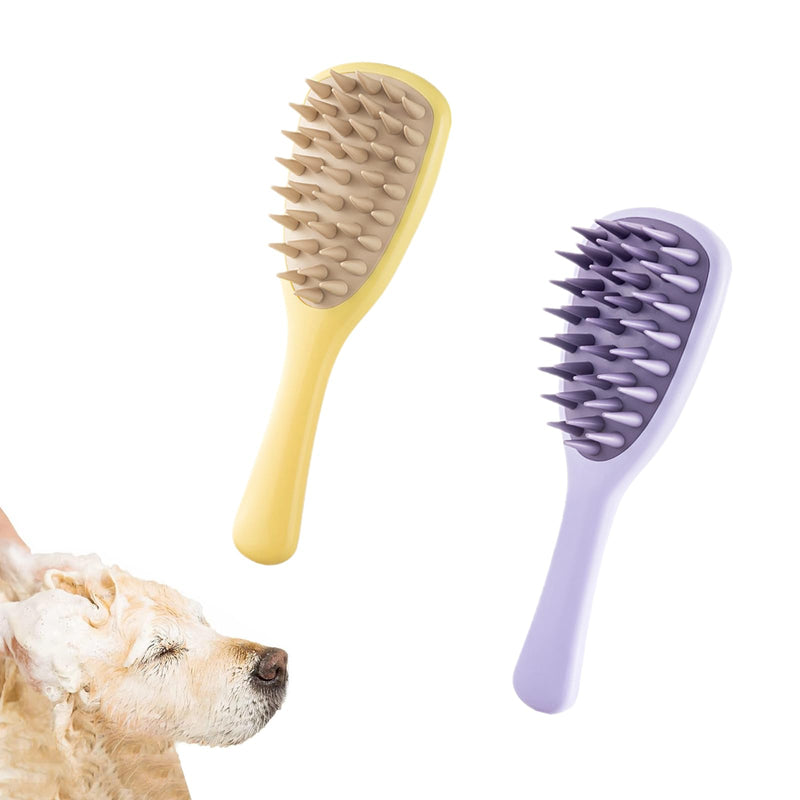 2 PCS Dog Bathing Brush Premium Dog Washing Brush Pet Bath Brush Pet Silicone Shampoo Brush with Handle for Long & Short Hair Pets Dogs Cats,Bathing, Massaging, Hair Removal - PawsPlanet Australia