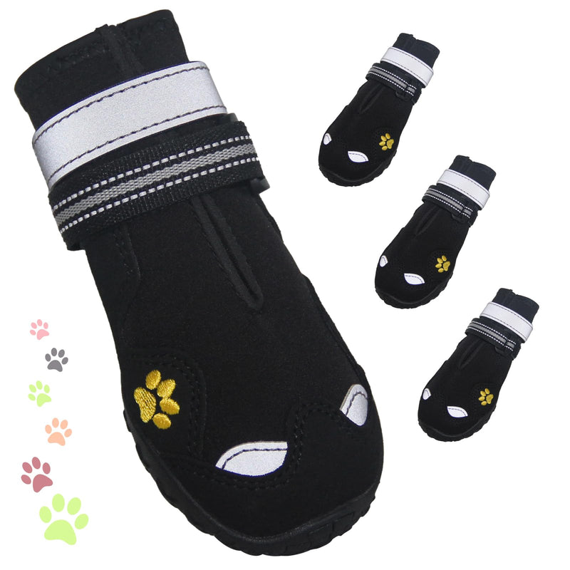 Dog Shoes for Large Dogs, 360°Anti Slip Medium Dog Boots & Paw Protectors Winter Snowy, Waterproof 4Pcs Dog Booties with Reflective Strips (Size 3: 1.97''x2.48''(W*L), Black) Size 3: 1.97''x2.48''(W*L) - PawsPlanet Australia