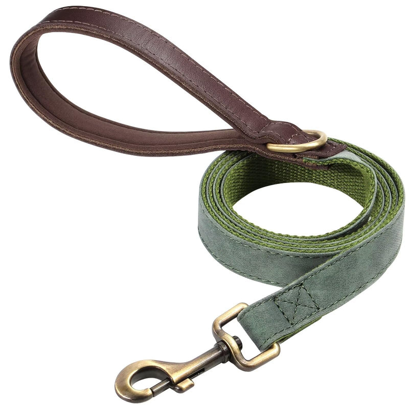 Didog PU Leather Dog Leash for Small Dogs 4.5ft, Soft Padded Handle Dog Leashes for Medium Size, Walking and Training Leashes Faux Leather for Large Pet,Green Green - PawsPlanet Australia