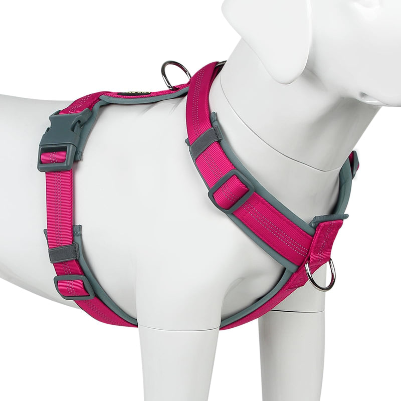 Plutus Pet No Pull Dog Harness, Adjustable Nylon Harness with Soft Padding, Reflective and Heavy Duty Dog Harness for Small, Medium, Large Dogs(Hot Pink, M) Hot Pink - PawsPlanet Australia